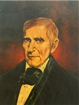 Pair Presidential Portraits Framed Warren Harding, W.H. Harrison