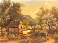 Oil on Canvas Landscape Country Scene