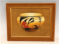 Hopi Native American Painting Erv Johnson "Acoma Pot"