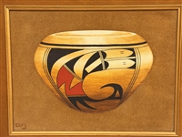 Hopi Native American Painting Erv Johnson Acoma Pot