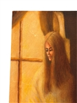 Oil Painting on Board Lady in Window