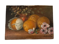 Fr. Wimpff Pair Oil Paintings on Board Fruit Still Life 