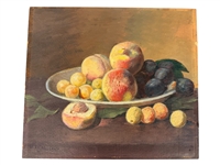 Fruit Still Life on Board Signed Lower Right