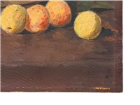 Fruit Still Life on Board Signed Lower Right