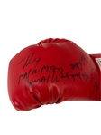 (2) Multi Autographed Red Everlast Boxing Glove by LaMotta, Basilio, Comacho, Frazier, Spinks, Cooney
