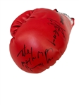 (2) Multi Autographed Red Everlast Boxing Glove by LaMotta, Basilio, Comacho, Frazier, Spinks, Cooney