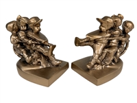 PM Craftsman MI USA Bookends "Tug of War" Solid Brass