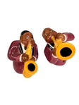 Clay Art Jazz Player Cookie Jar and Matching Salt and Pepper Shakers