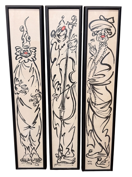 (3) Billy Snel Clown Art Framed