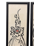 (3) Billy Snel Clown Art Framed