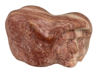 Pink Alabaster Double Face Carved Sculpture