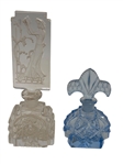 (5) Glass Perfume Bottles: Lalique, Waterford, Czech, Nina Ricci
