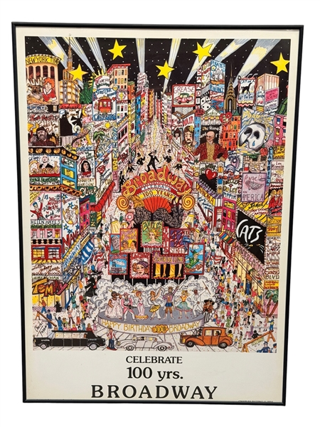 Charles Fazzino Illustrated Poster "Celebrating 100 Years on Broadway" 