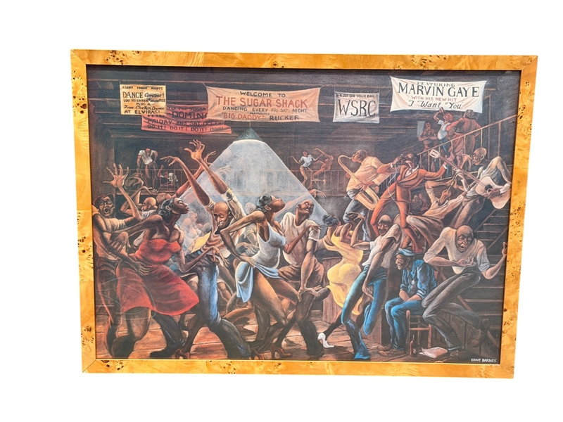 "The Sugar Shack" 1971 Illustrated Ernie Barnes Offset Lithograph Featured on Marvin Gayes Album I Want You