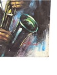 Signed Oil on Canvas of a Saxophone Player