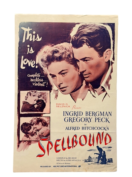Alfred Hitchcock Original Movie Poster 1945 "Spellbound"