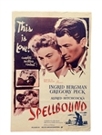 Alfred Hitchcock Original Movie Poster 1945 "Spellbound"