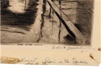 (2) Drypoint Etchings by Elias M. Grossman (Amer. 1898-1947) Washington Arch, Bethesda Fountain
