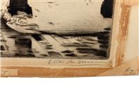 (2) Drypoint Etchings by Elias M. Grossman (Amer. 1898-1947) Washington Arch, Bethesda Fountain