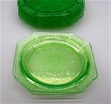 (8) Anchor Hocking Uranium Glass Plates Princess Green Pattern