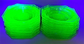 (20) Anchor Hocking Uranium Glass Plates Princess Green Pattern