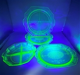 Group of Anchor Hocking Uranium Glass Divided Plates & Platter