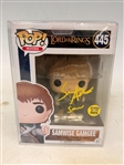 (4) Autographed Funko Pops; LOTR Frodo, Samwise, Gollum, Legolas