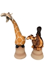 Pair of Todd J. Warner Whimsical Stoneware Bell Sculptures; Camel, Giraffe