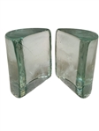 Pair Blenko Glass Clear Glass Art Bookends