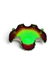 Ruffled Art Glass Uranium Red to Cream Dish