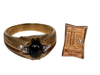 Group of Gold Jewelry; Rings, Pin, Cufflinks