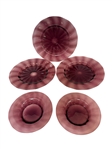 (5) Steuben Ribbed Optic Plates in Amethyst