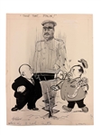 (4) Hyman Rosen American Political Cartoonist Original Artwork Albany Times Union
