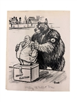 (5) Kenneth E. Crook Original Political Cartoon Art 1960's