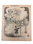 (4) Bruce Shanks Original Political Cartoon Satire Artwork and One Print