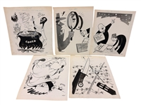 (5) Jim Ivey Original Political Cartoon Art 1960s; San Francisco Examiner