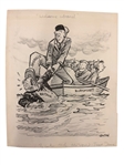 (6) Original Political Cartoon Art by Bastian, Jensen, Valtman