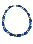 David-Andersen Sterling Silver Blue Guilloché Enamel Floral Necklace Norway