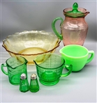 Group of (6) Pieces Uranium Glassware