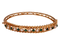 14k Gold Necklace, 14k Gold Cuff Bracelet with Seed Pearls, Emeralds