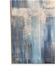 Large Abstract Oil Painting on Canvas Lines in Blue and White