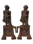 Pair of American 19th Century Cast Iron George Washington Andirons