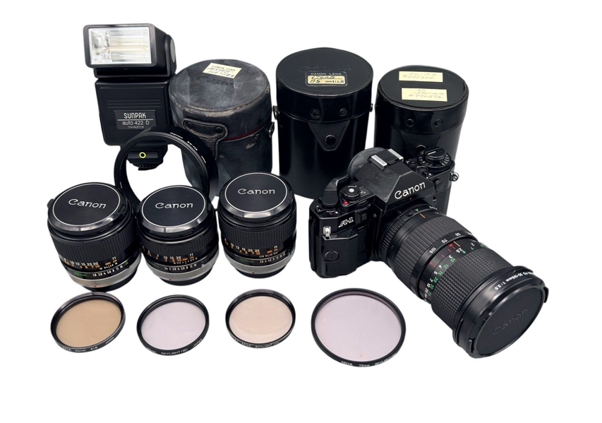 Canon A-1 35mm Camera and Lens Group
